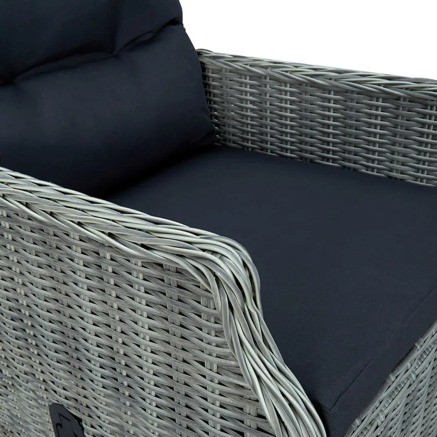 Ensemble à manger 9 pcs avec coussins résine tressée gris clair - 7