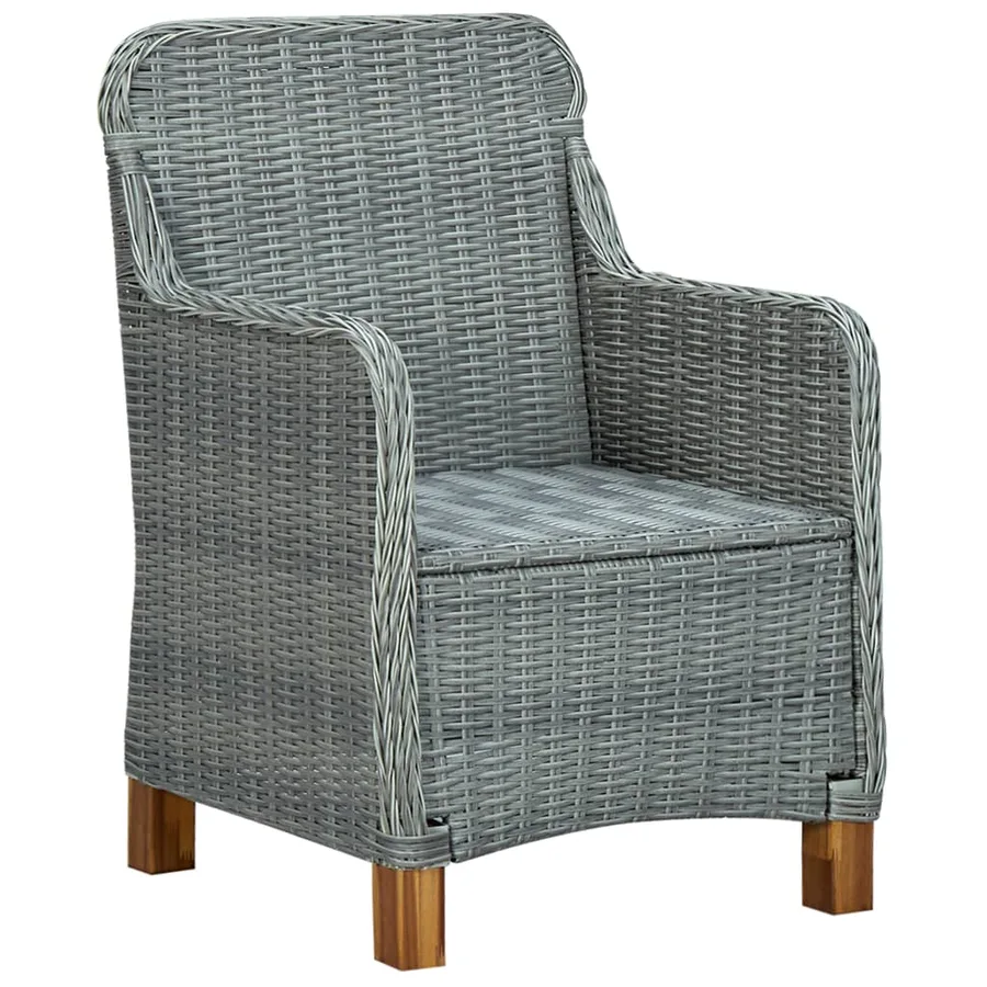 Ensemble à manger 9 pcs avec coussins résine tressée gris clair - 9