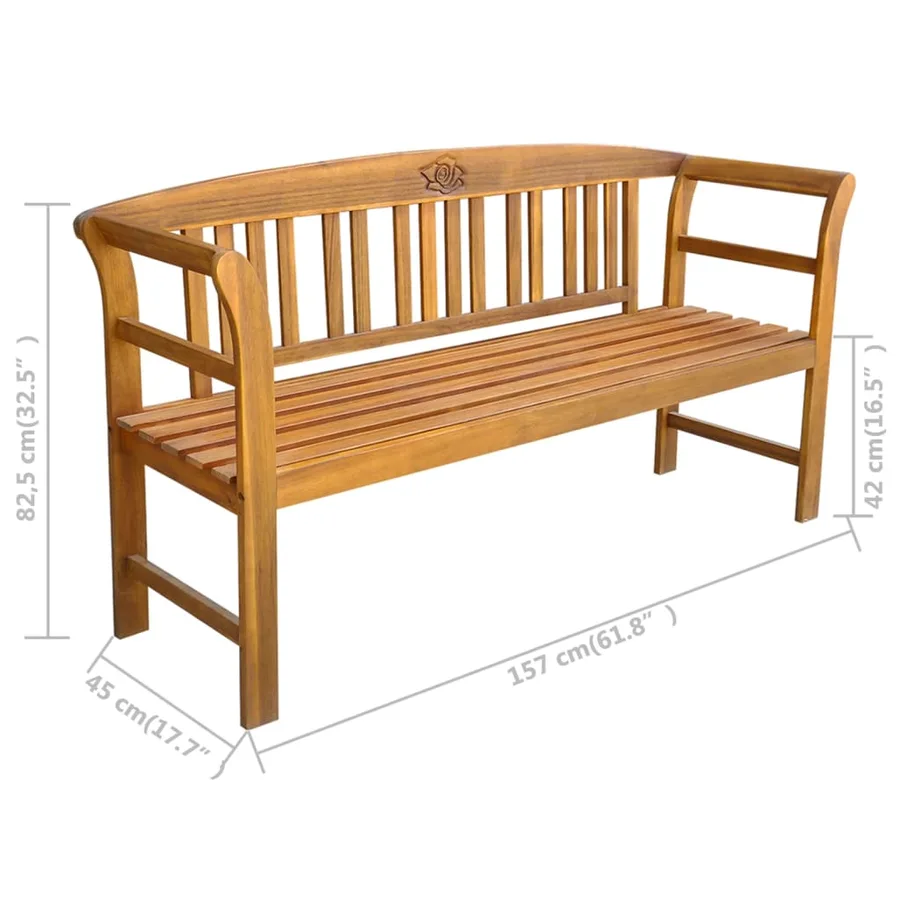 Banc de jardin 157 cm Bois d'acacia solide - 5