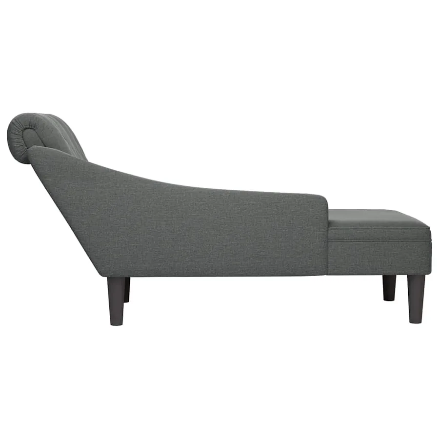 Fauteuil long avec coussin et accoudoir droit gris foncé tissu - 5