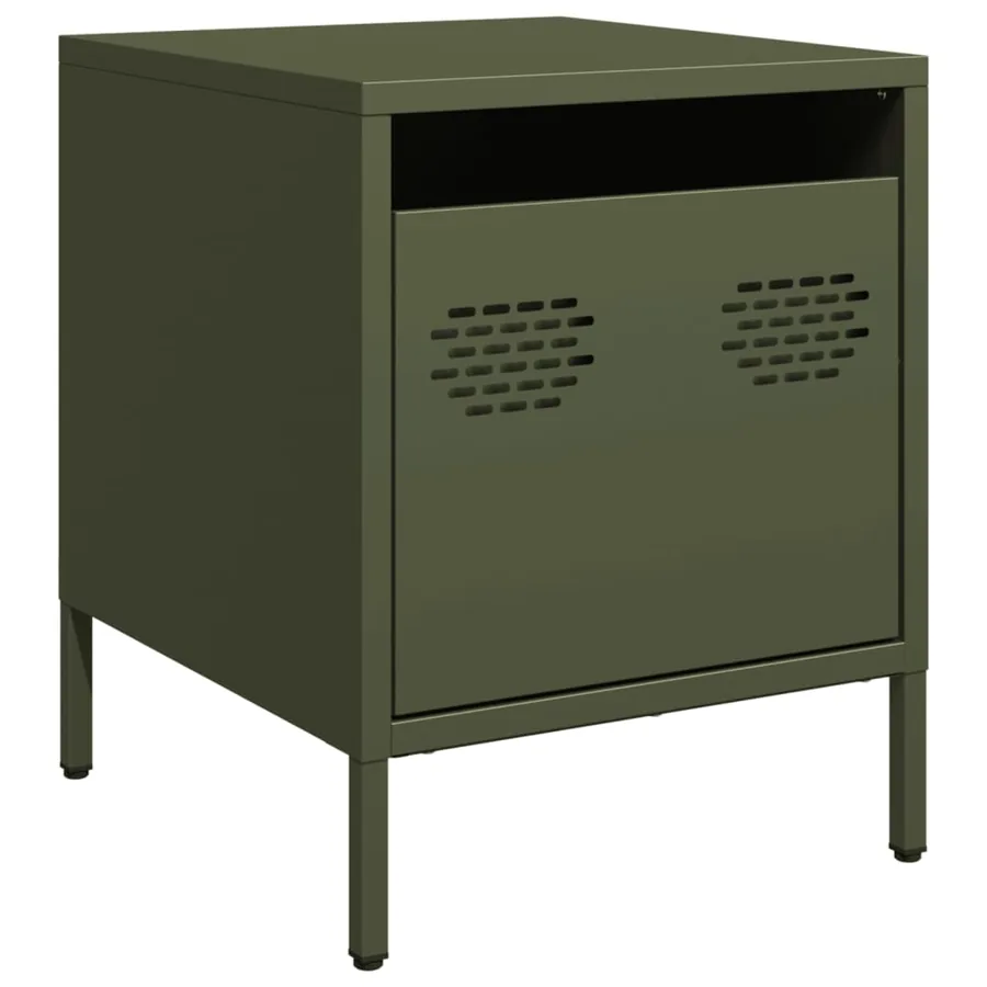 Table de chevet vert olive 35x39x43,5 cm acier - 2