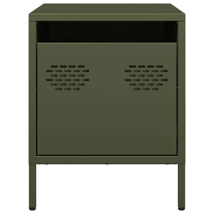 Table de chevet vert olive 35x39x43,5 cm acier - 5