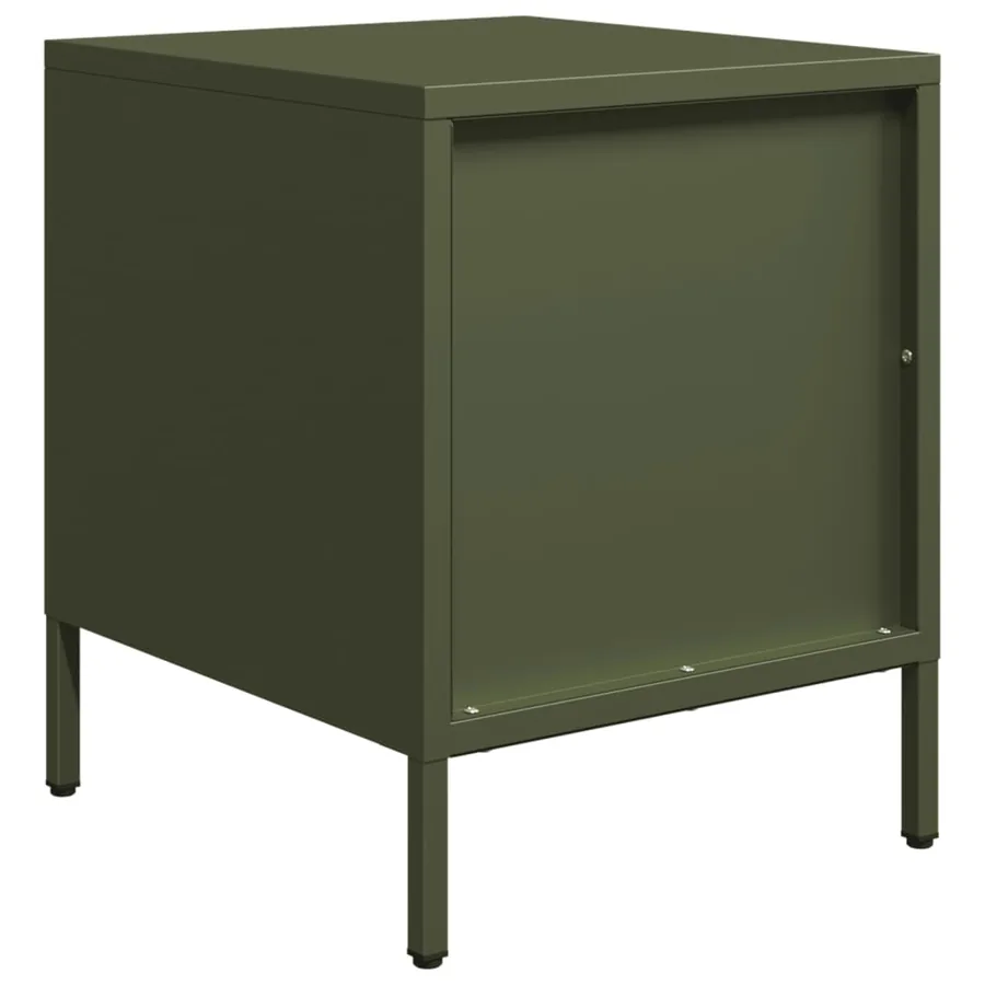 Table de chevet vert olive 35x39x43,5 cm acier - 7