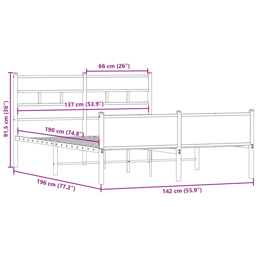 Cadre de lit sans matelas chêne fumé 137x190 cm bois ingénierie - 9