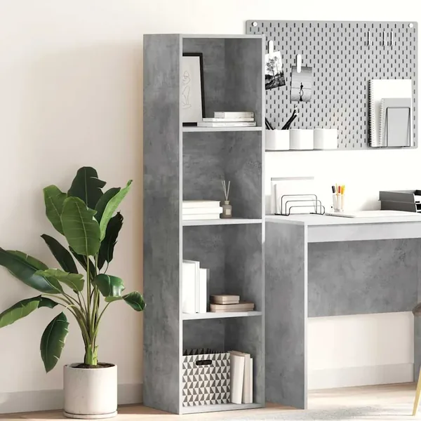 Bibliothèque gris béton 40x30x152 cm bois d'ingénierie