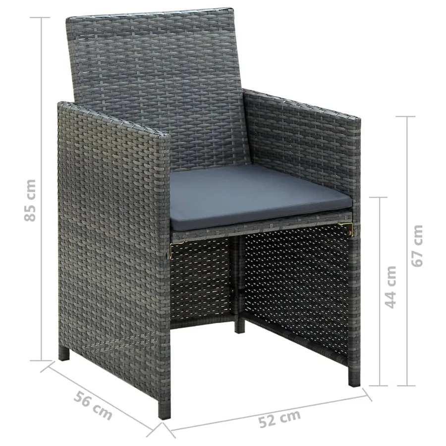 Salon de jardin 4 pcs avec coussins résine tressée gris - 11