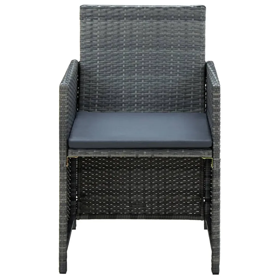 Salon de jardin 4 pcs avec coussins résine tressée gris - 5