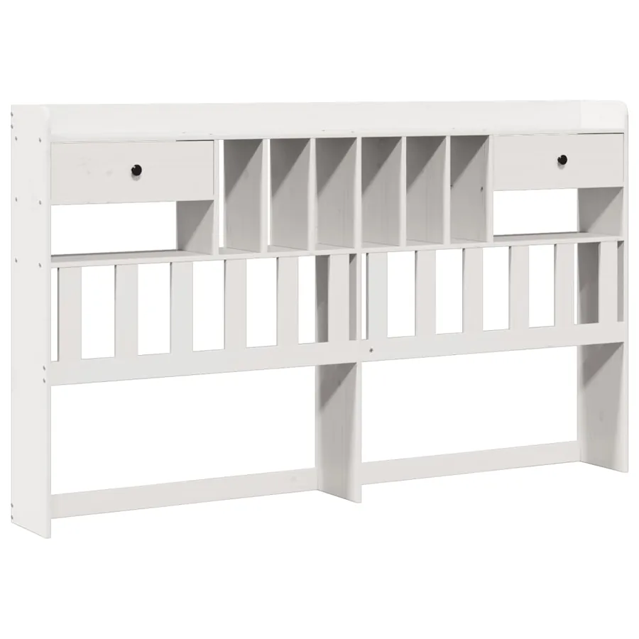 Lit bibliothèque sans matelas blanc 180x200 cm bois pin massif - 6