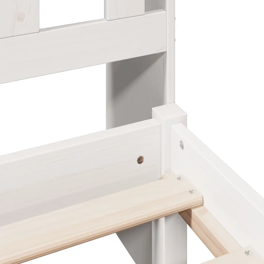 Lit bibliothèque sans matelas blanc 180x200 cm bois pin massif - 9