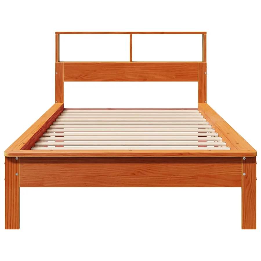 Lit bibliothèque sans matelas cire marron 100x200 cm pin massif - 4