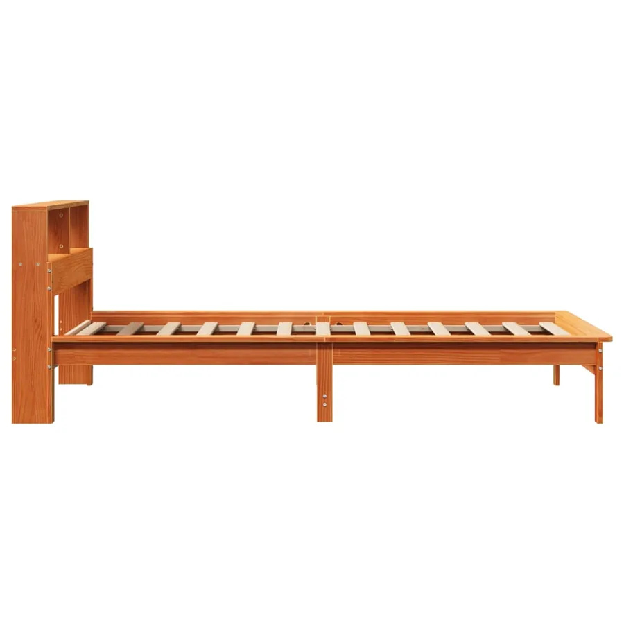 Lit bibliothèque sans matelas cire marron 100x200 cm pin massif - 5