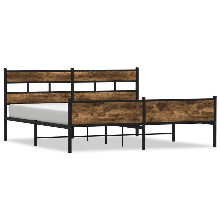 Cadre de lit en métal sans matelas chêne fumé 200x200 cm - 2