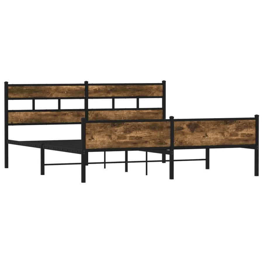 Cadre de lit en métal sans matelas chêne fumé 200x200 cm - 3