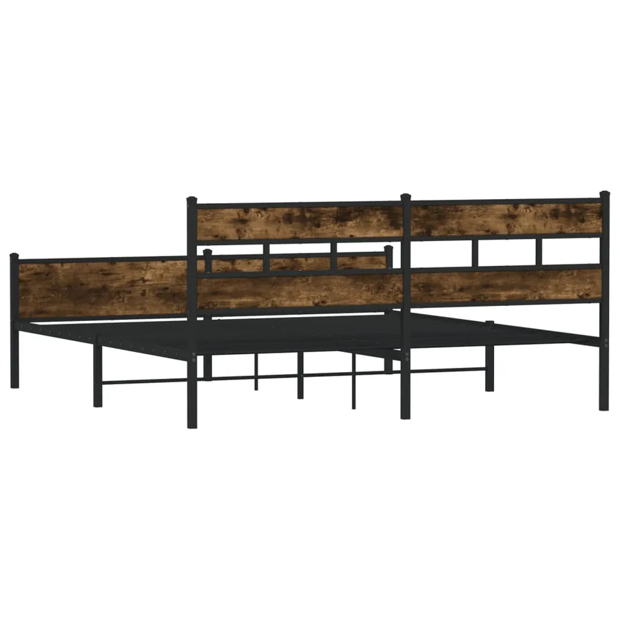 Cadre de lit en métal sans matelas chêne fumé 200x200 cm - 6