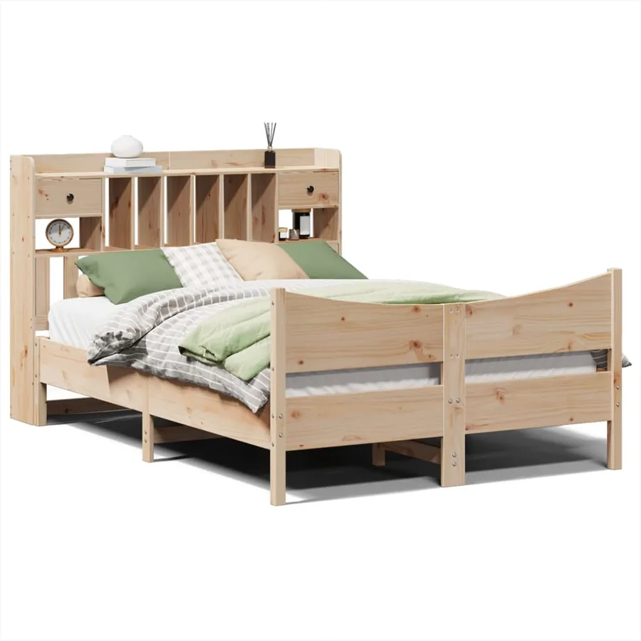 Cadre de lit sans matelas 140x190 cm bois de pin massif - 2