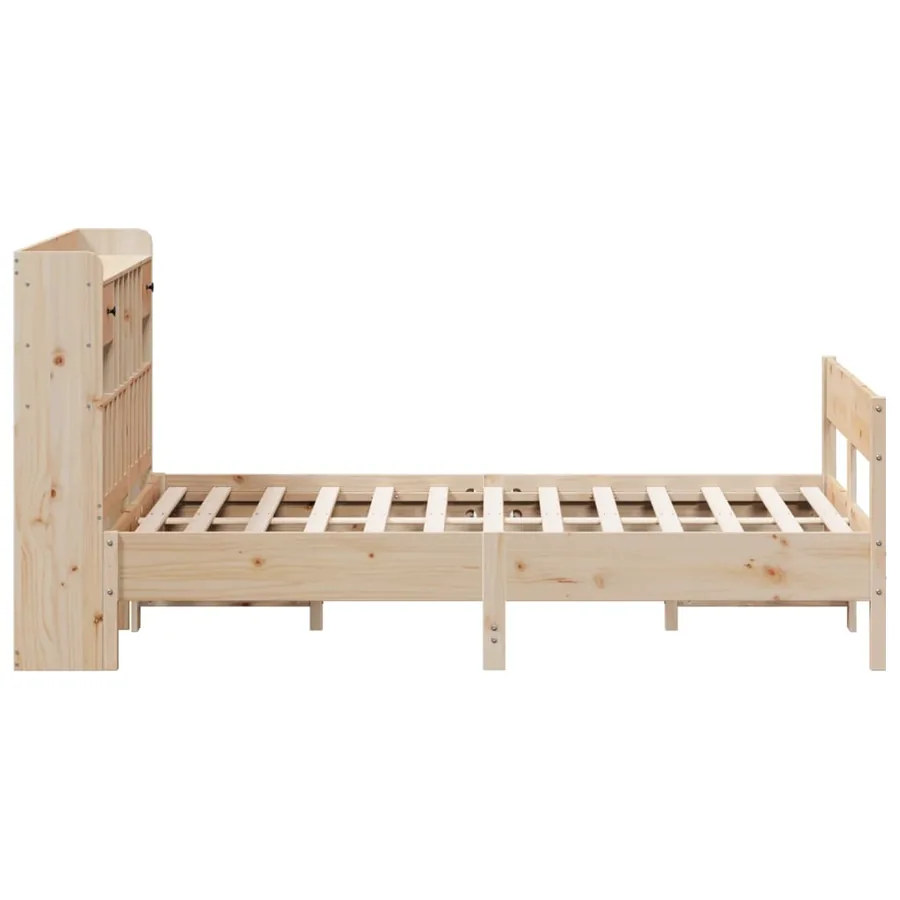 Lit bibliothèque sans matelas 140x190 cm bois de pin massif - 5
