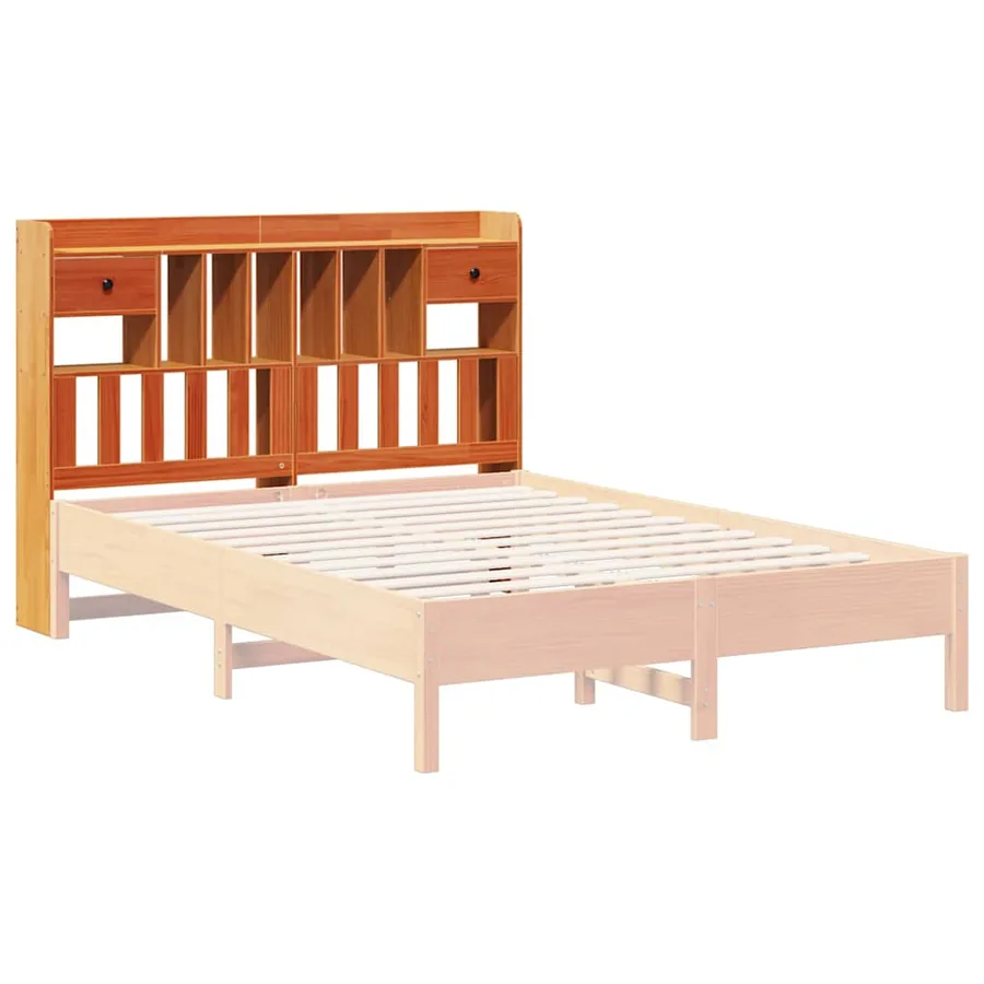 Tête de lit avec rangement cire marron 160cm bois massif de pin - 7