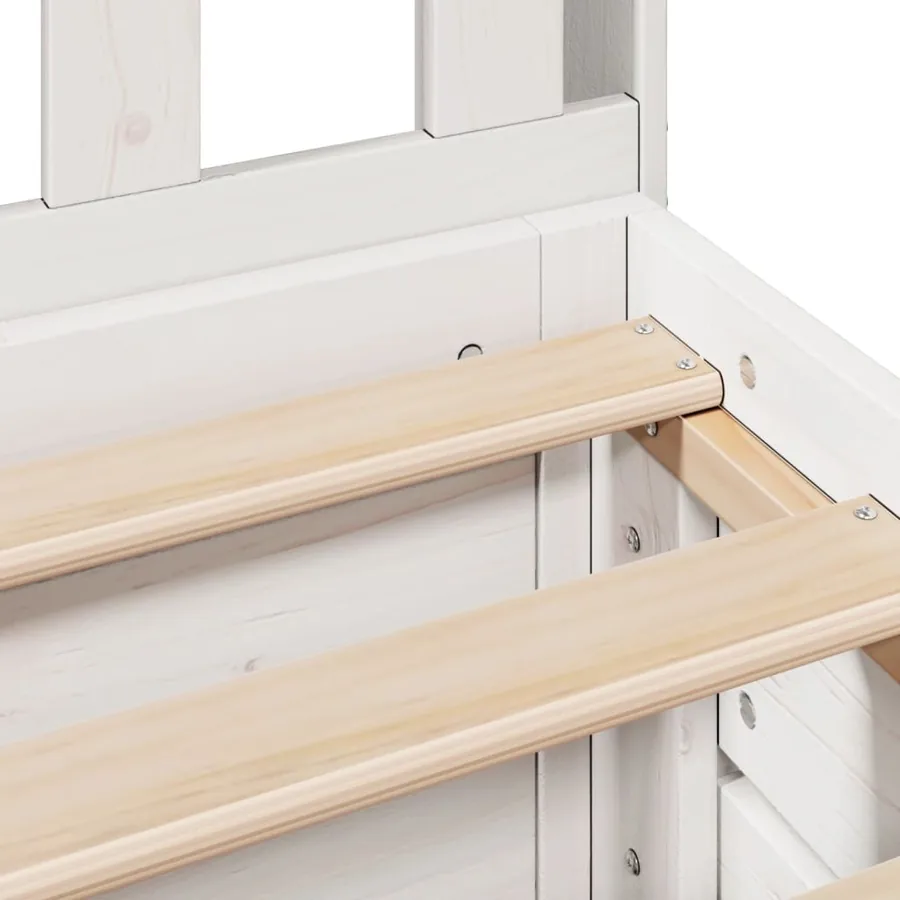 Lit bibliothèque sans matelas blanc 150x200 cm bois pin massif - 13