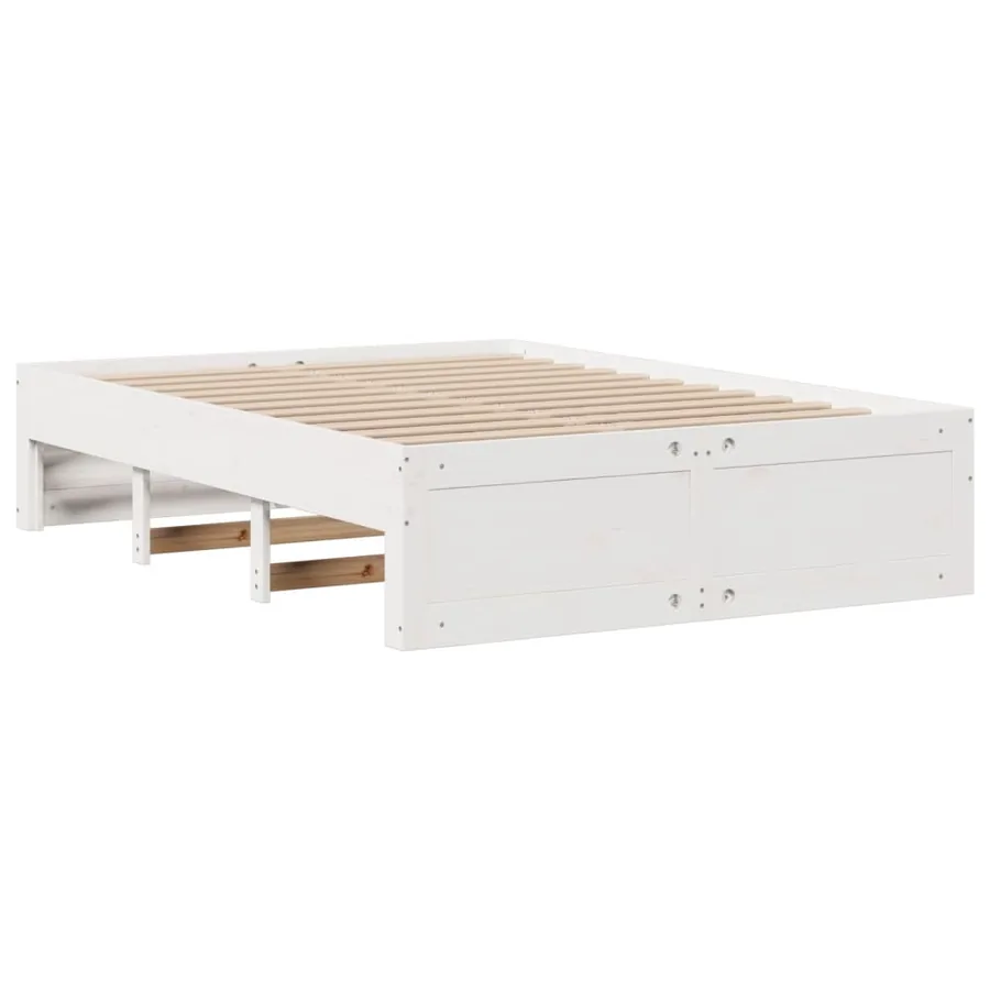 Lit bibliothèque sans matelas blanc 150x200 cm bois pin massif - 7