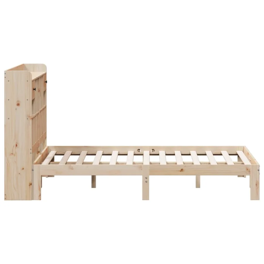 Lit bibliothèque sans matelas 140x200 cm bois massif de pin - 5