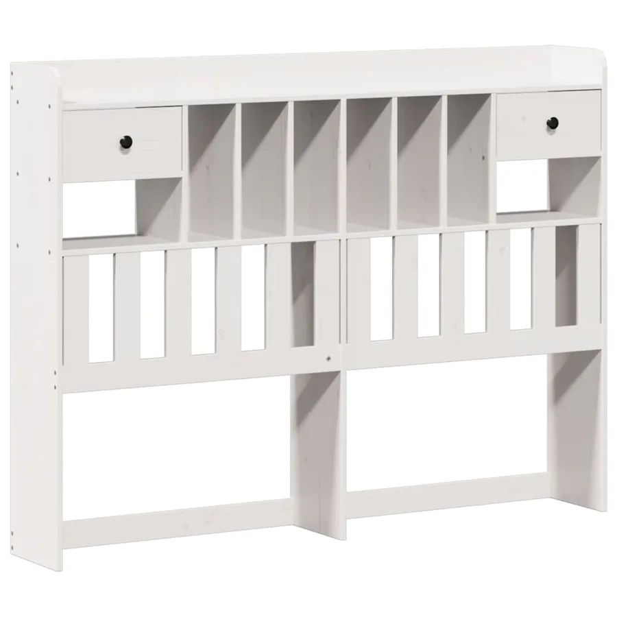 Lit bibliothèque sans matelas blanc 150x200 cm bois pin massif - 7