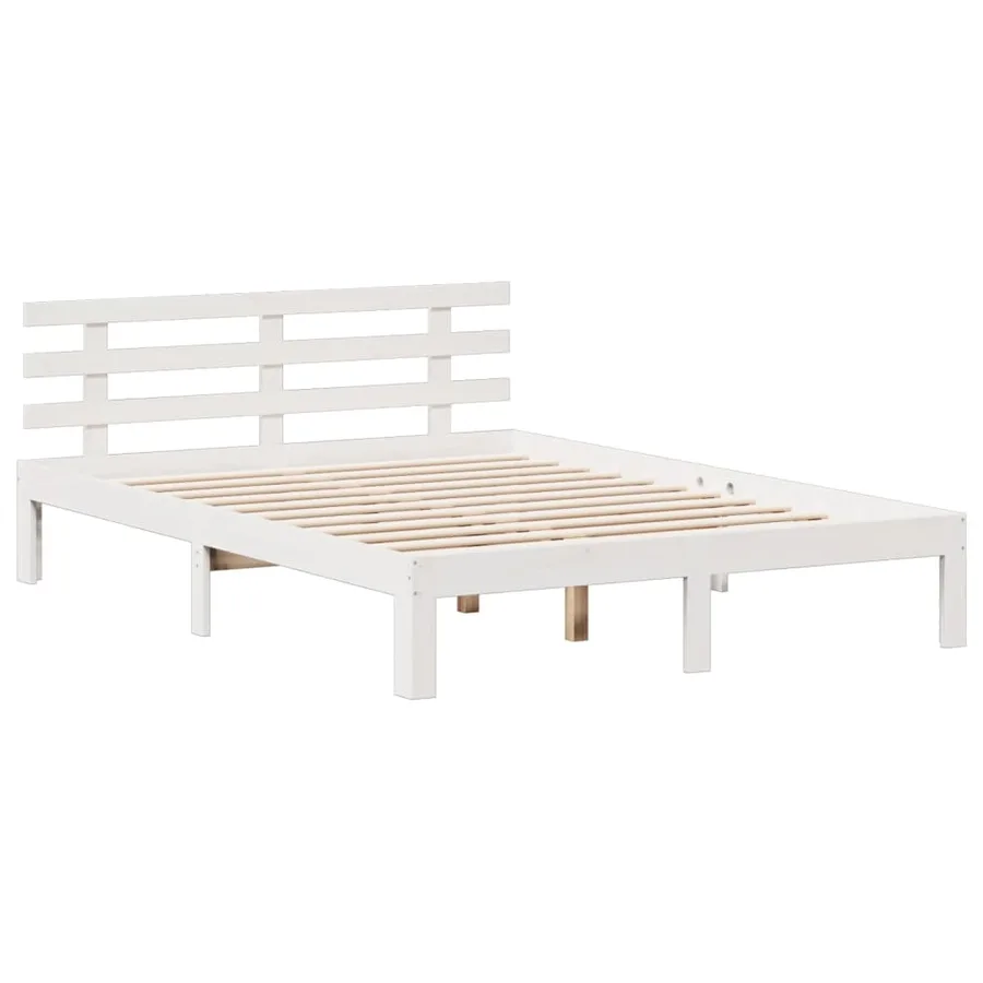 Lit bibliothèque sans matelas blanc 150x200 cm bois pin massif - 8