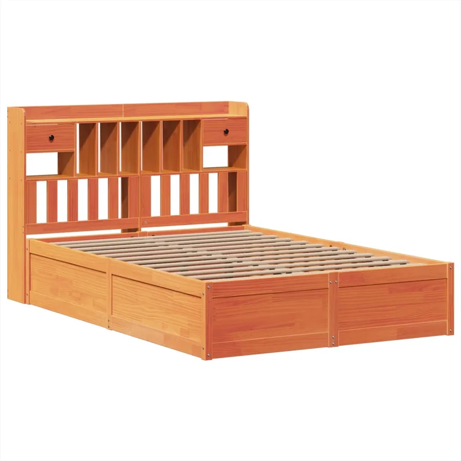 Cadre de lit sans matelas cire marron 160x200cm bois pin massif - 3