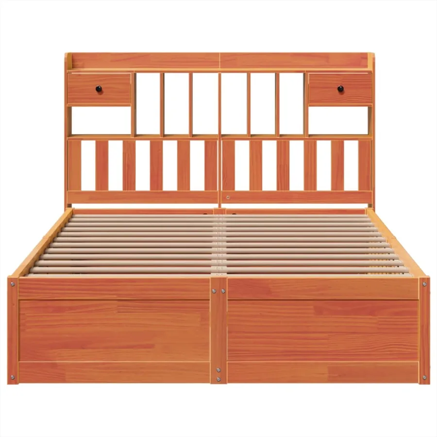 Cadre de lit sans matelas cire marron 160x200cm bois pin massif - 4