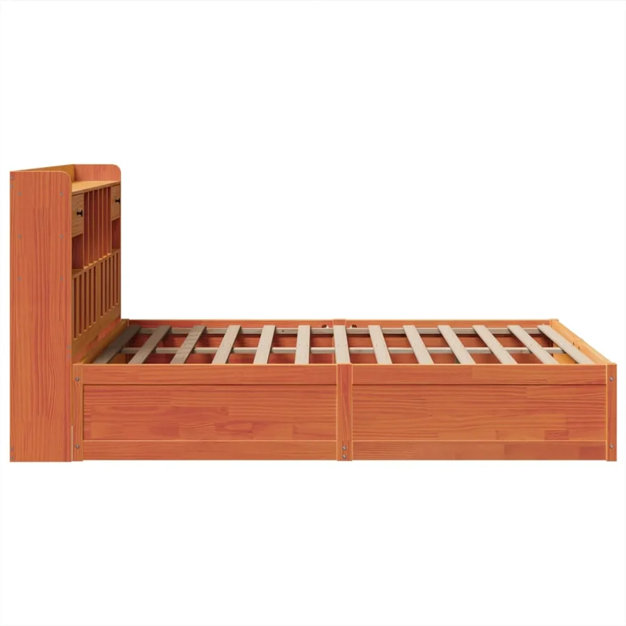 Cadre de lit sans matelas cire marron 160x200cm bois pin massif - 6