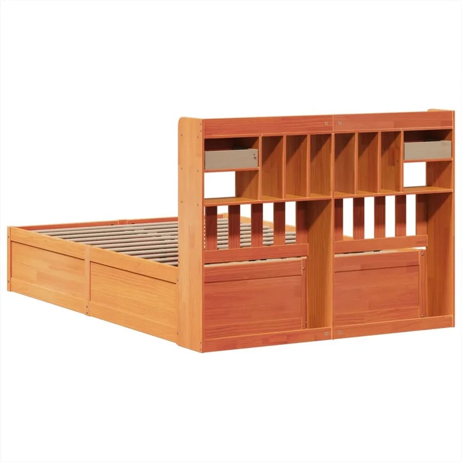 Cadre de lit sans matelas cire marron 160x200cm bois pin massif - 7