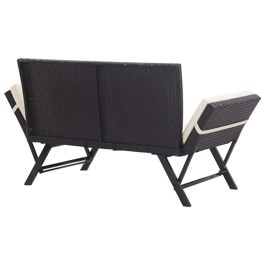 Banc de jardin avec coussins 176 cm Noir Résine tressée - 4