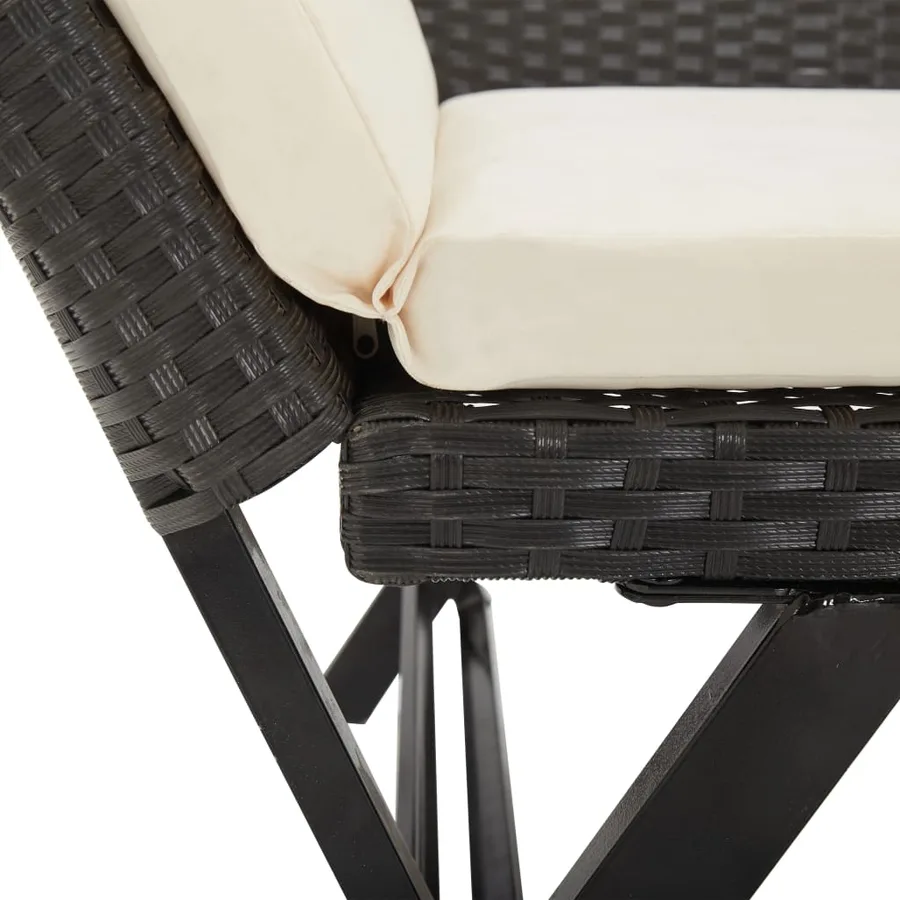 Banc de jardin avec coussins 176 cm Noir Résine tressée - 9