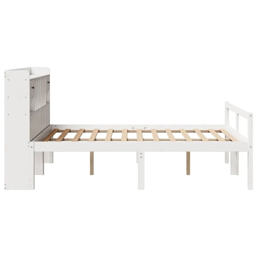 Lit bibliothèque sans matelas blanc 140x200 cm bois pin massif - 5