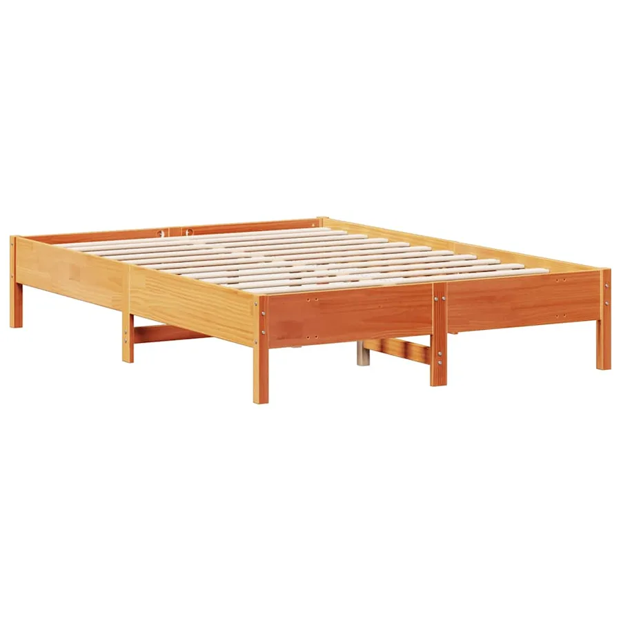 Lit bibliothèque sans matelas cire marron 160x200 cm pin massif - 8