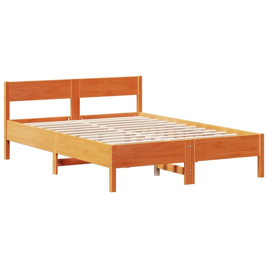 Lit bibliothèque sans matelas cire marron 150x200 cm pin massif - 8