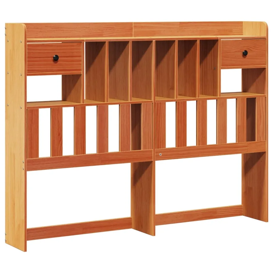 Lit bibliothèque sans matelas cire marron 160x200 cm pin massif - 7