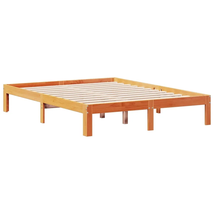 Lit bibliothèque sans matelas cire marron 140x190 cm pin massif - 8