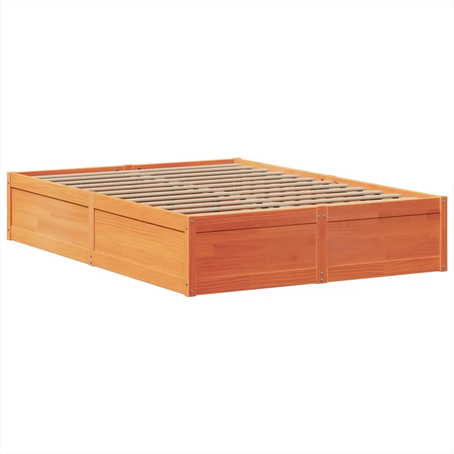 Cadre de lit sans matelas cire marron 140x190cm bois pin massif - 5