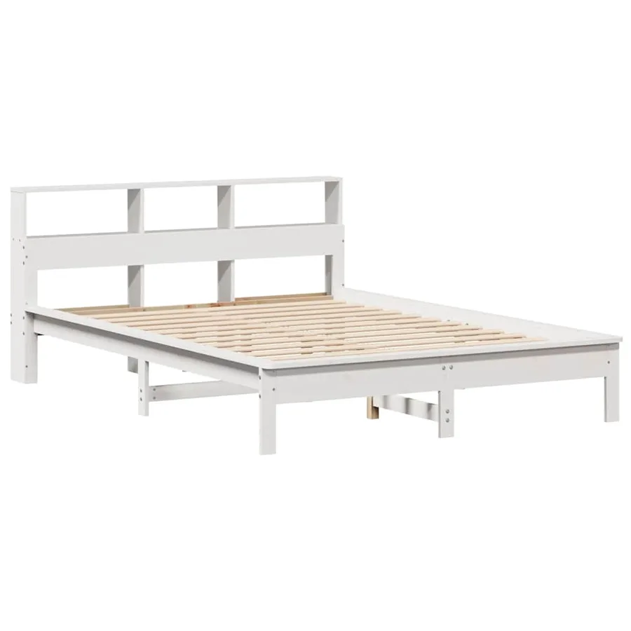 Lit bibliothèque sans matelas blanc 160x200 cm bois pin massif - 7