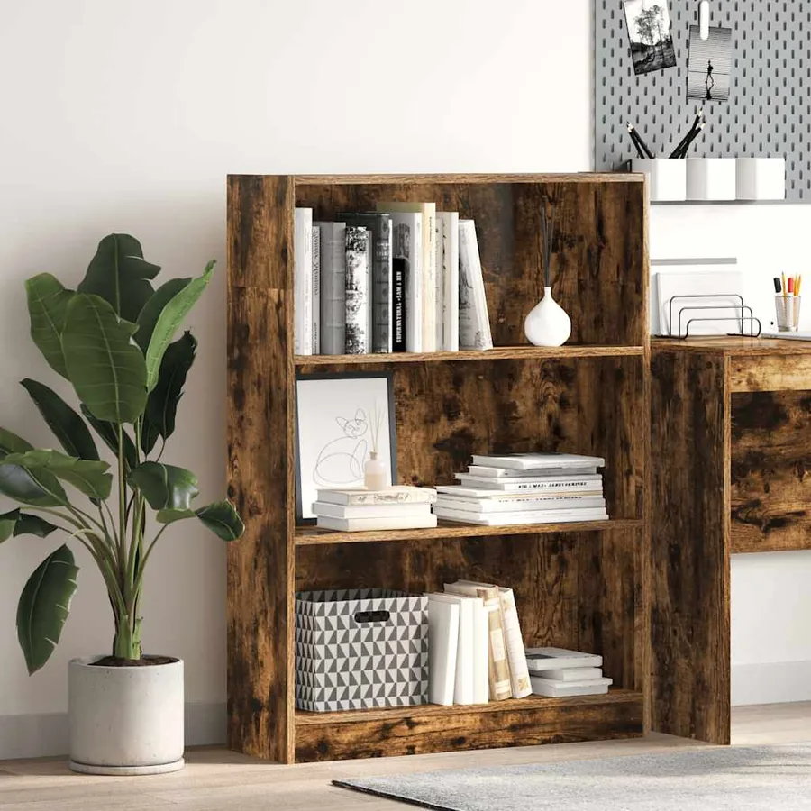 Bibliothèque chêne fumé 80x24x109 cm bois d'ingénierie