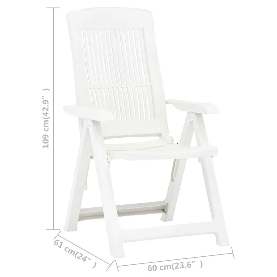 Chaises inclinables de jardin lot de 2 Plastique Blanc - 9