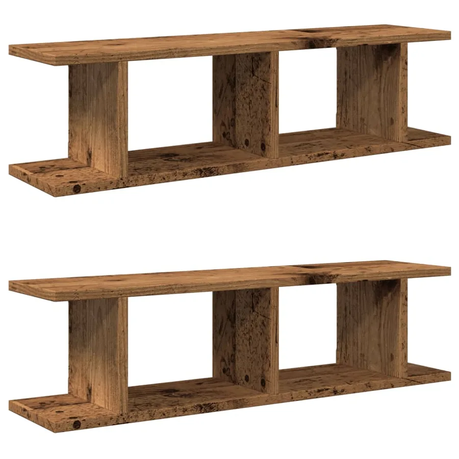 Étagères murales 2 pcs vieux bois 90x18x20 cm bois d'ingénierie - 2