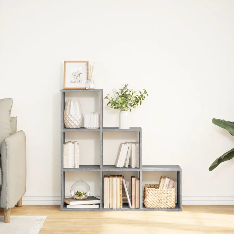Étagère séparatrice de pièce à 3 niveaux sonoma gris 99x29x99cm - 3