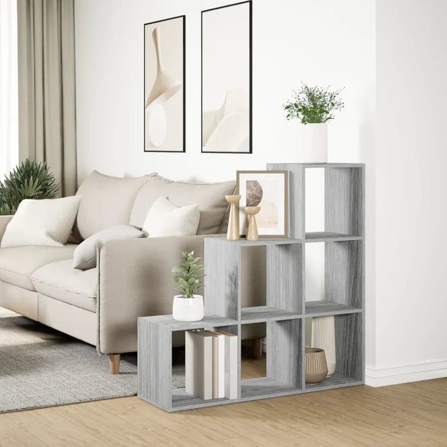 Étagère séparatrice de pièce à 3 niveaux sonoma gris 99x29x99cm - 4