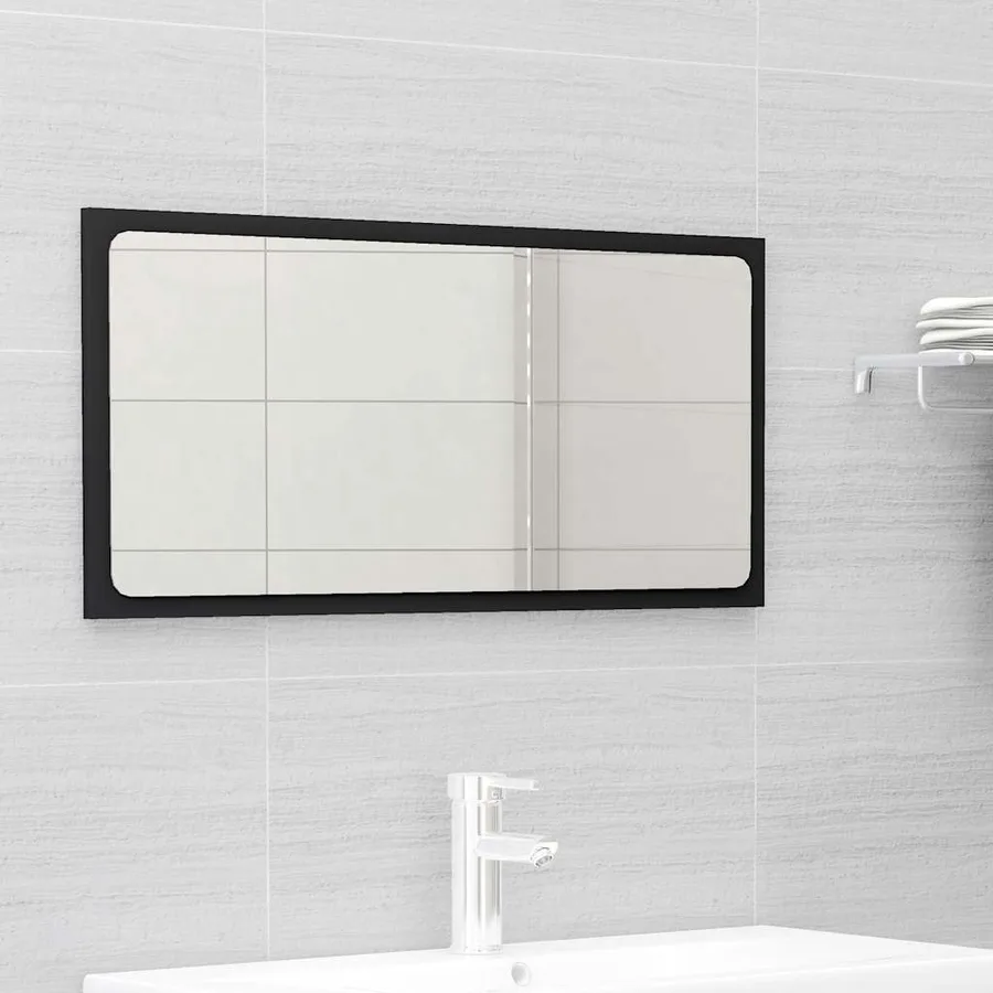 Meubles de salle de bain noir bois d'ingénierie - 13