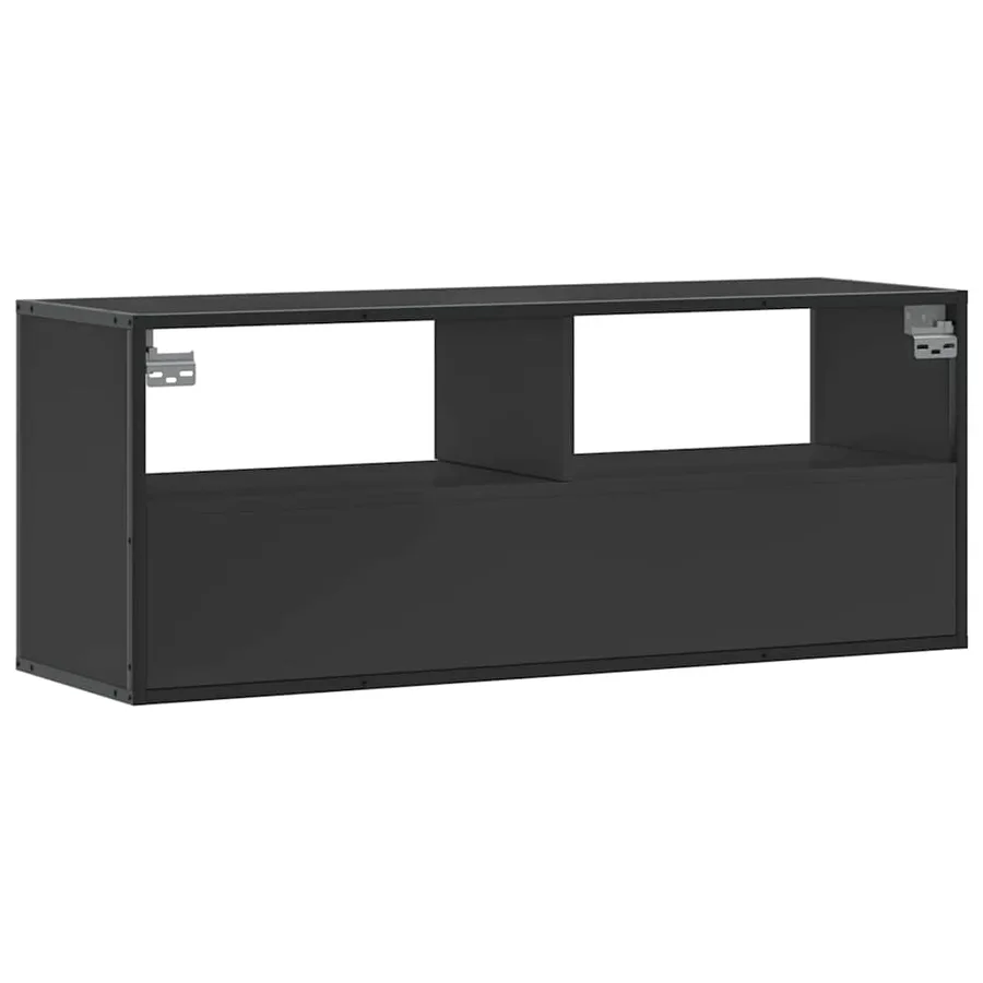 Meuble TV noir 100x31x39,5 cm bois d'ingénierie et métal - 6