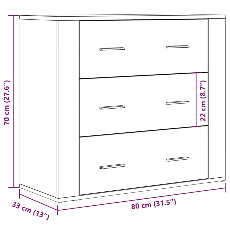 Buffet vieux bois 80x33x70 cm bois d'ingénierie - 10