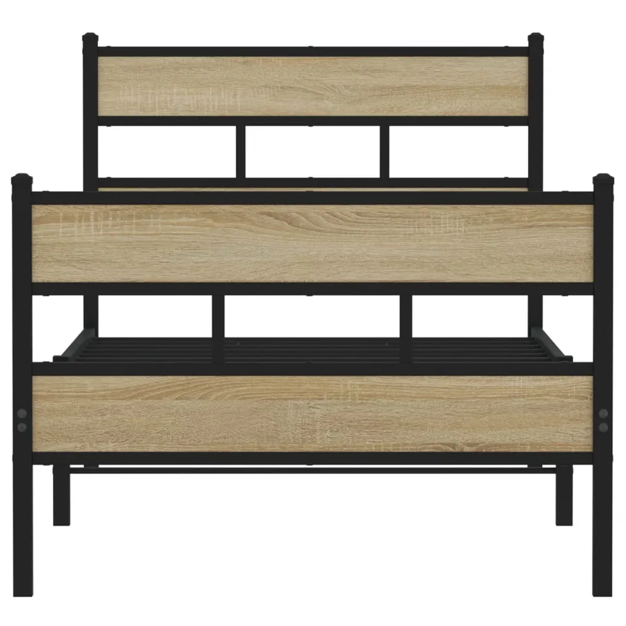Cadre de lit en métal sans matelas chêne sonoma 75x190 cm - 4