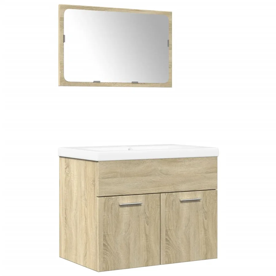 Ensemble de meubles de salle de bain 3 pcs chêne sonoma - 2