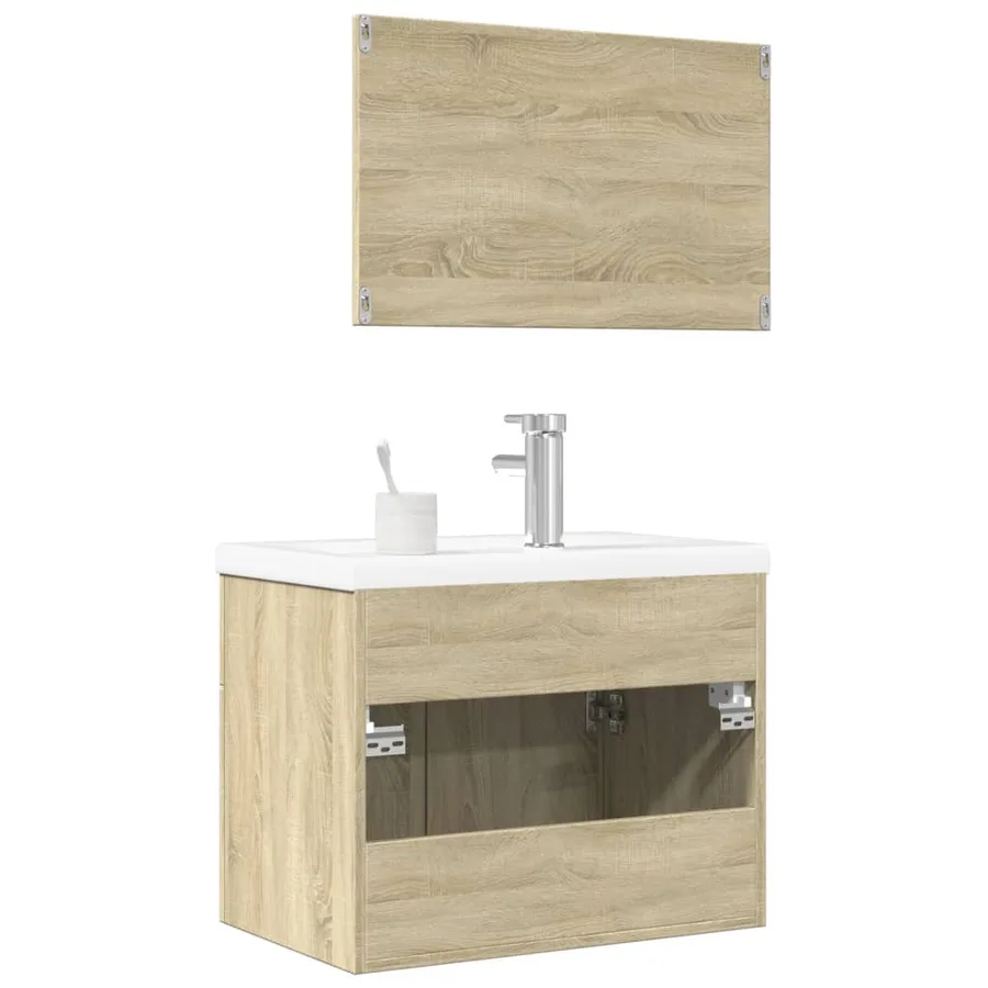 Ensemble de meubles de salle de bain 3 pcs chêne sonoma - 6